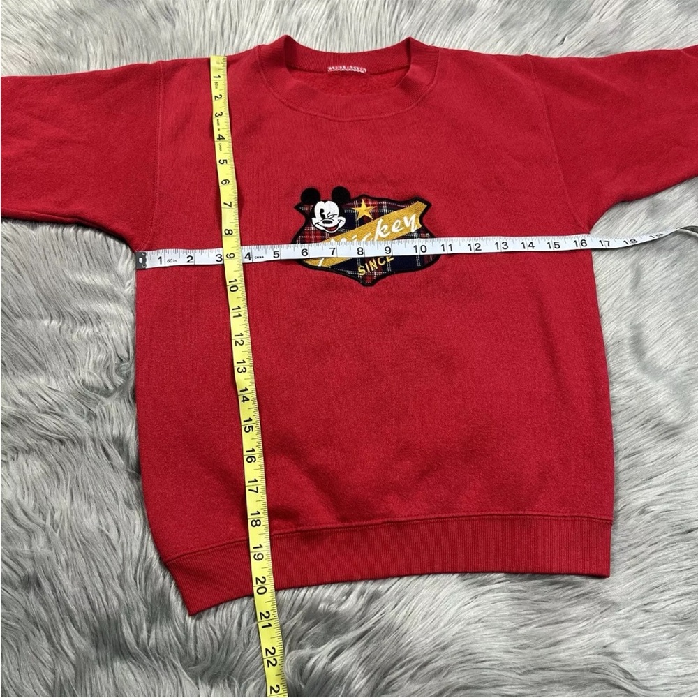 Vintage 90s Disney Mickey Mouse Red Plaid Kids Sweater - Picture 2 of 16